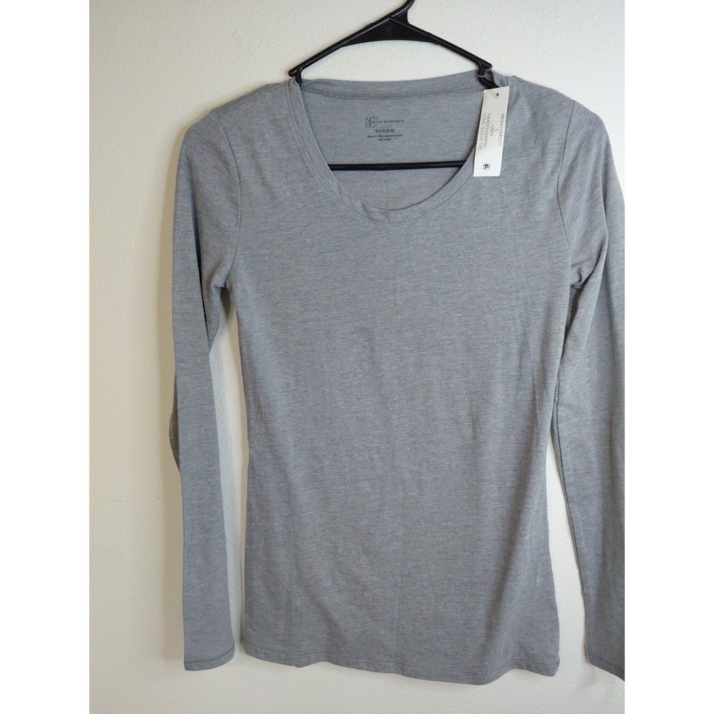 NO BOUNDARIES Gray  Long Sleeve Tee Shirt Size Small Layering Tee Nwt